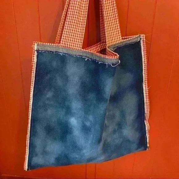 Handmade Boho Bandana Patchwork Denim tote bag - Picture 8 of 14
